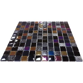 Resim MozaiKristaL Yaşam alanlarının tüm yüzeyleri için 25x25 mm Siyah Lüster Mix Cam Mozaik (1 Koli = 1 m2 Fiyatıdır) 