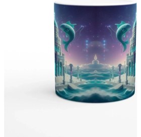 Resim Balık Burcu Baskılı Kahve Kupası - Burçlar Krallığı Şatosu Vs2 