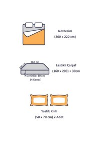 Resim Cozy Home Popping Colors Çift Kişilik Lastikli Çarşaflı Nevresim Takımı Venus Mavi 