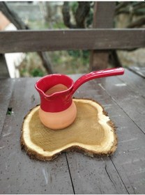 Resim Pişmiş Topraktan Türk Kahvesi Cezve İçi Sırsız Naturel Boğaz Kıs 