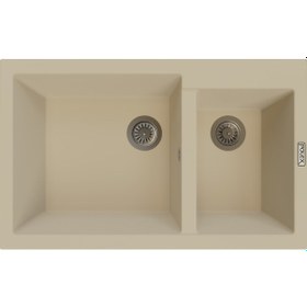 Resim Polex Cristalüx Granit Evye P-1.75 Bej 1.5 Gözlü Tezgah Altı Ve Tezgah Üstü Mutfak Evyesi 81x50.5 CM 