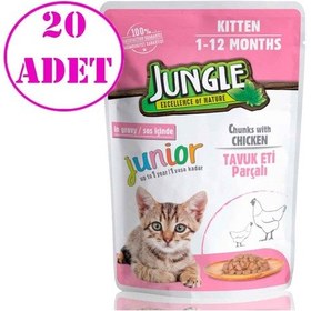 Resim Jungle Pouch Kitten Junior Tavuklu Yavru Kedi Maması 20 x 100 G 