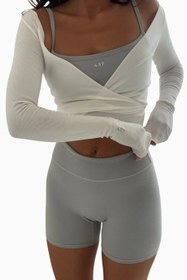 Resim The Studio Wrap Tencel-Spandex Bale Stili Sürdürülebilir Aktif Giyim Kadın Üstü - Açık Pembe / XS 