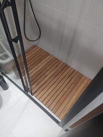 Resim Katlanabilir ahşap duş ızgarası (teak ağacı) (90 x 120 cm) 