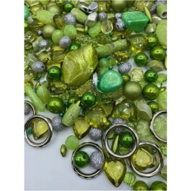 Resim Hedef Bijuteri Bileklik,kolye,anahtarlık,takı Yapımı Için Yeşil Renk Karışık Plastik Boncuk (250 Gram) 