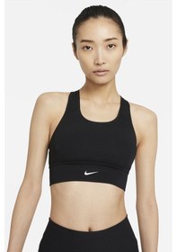 Resim Nike Dri Fit Swoosh Bra Orta Destekli Tek Parça Dolgulu Kadın Spor Sütyeni Siyah Siyah 