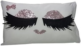 Resim MERİDYEN Kirpikli Yastık Elyaf Dolgulu 35x50 Pudra 