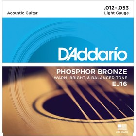 Resim D'Addario EJ16 Phosphor Bronze Akustik Gitar Teli (12-53) 