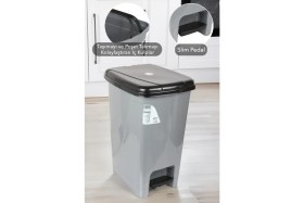 Resim 15 Litre Slim Pedallı Gri Banyo ve Mutfak Çöp Kovası 