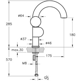 Resim Vitra Liquid A4275539 Sol Kumandalı Lavabo Bataryası Parlak Siyah 