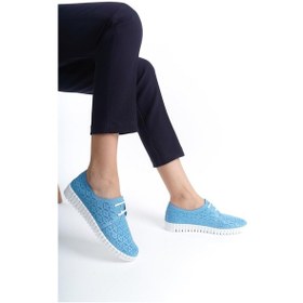 Resim Hakiki Deri Ortopedik Hassas Ciltler İçin Çok Yumuşak Mavi Kadın Ayakkabı 001 