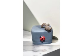 Resim N Noxxo Beton Stoper Dekoratif Uğur Böcekli Beton Kapı Stoperi Kapı Önü Ağırlık Kapı Tamponu Antrasit 