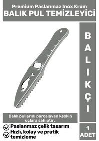 Resim Premium Yüksek Kaliteli Dayanıklı Paslanmaz Inox Krom Balıkçı Avcı Balık Pulu Temizleyici 