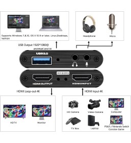 Resim Anunnaki AN4130 HDMI 4K UHD 30HZ Video Capture Cihazı Gamer Yayın ve Kayıt Uyumlu 