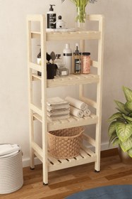 Resim Algı Ahşap Banyo Dolabı 4 Katlı Havluluk 114x45x30 cm 
