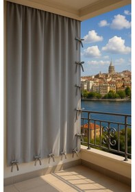 Resim Gencer Home Balkon Perdesi Bağcıklı Ölçü Seçenekli Gri Gri 