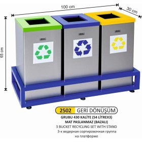 Resim Arı Metal Geridönüşüm 3 Lü Bazalı Kare Kovalı 