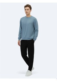 Resim Kip Mavi Bisiklet Yaka Sweatshırt Mavi 