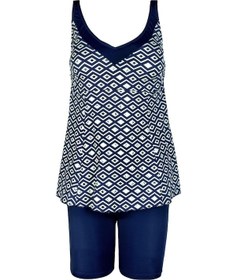 Resim Endeep Kadın Lacivert Geometrik Desenli Tankini Takımı Lacivert 