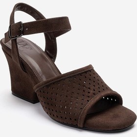Resim Luvishoes Hervon Kahverengi Süet Kadın Dolgu Topuklu Ayakkabı 