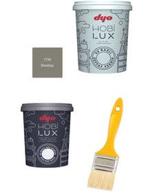 Resim Dyo Hobilux Akrilik Ipek Mat Boya + Hobilux Ipek Mat Vernik + Kestirme Fırça 