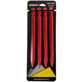 Resim Alpinist Alüminyum 6061 Çadır Kazığı 18 cm Kırmızı 4'lü 