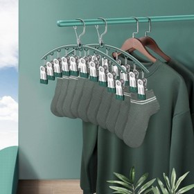 Resim Paslanmaz Çelikten Çift Klipli Çorap Kurutucu - İç Çamaşırı ve Çoraplar için Rüzgar Geçirmez, İz Bırakmayan Tasarım, Ev ve Yurt için İdeal 