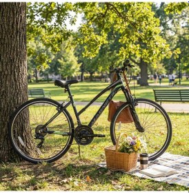 Resim Ümit 2864 Magnetic Lady MSV 28 Jant 21 Vites V Fren Shimano Kadın Şehir Bisikleti Siyah Mint 