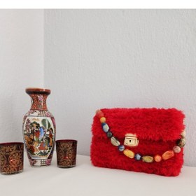 Resim Fikriharika Design Kırmızı , Peluş, Kanvas, Kadın Mini Çanta 