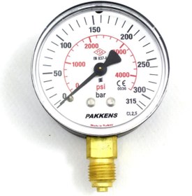 Resim Pakkens Çap 63 0/315 Bar Kuru Tip Basınç Ölçer, Manometre, Basınç Göstergesi 1/4 inch 