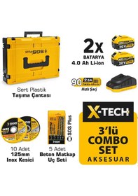 Resim Sgs 5450 Kömürsüz Akülü Taşlama + Matkap + Kırıcı Delici 3'lü Kombo Set Çantalı 