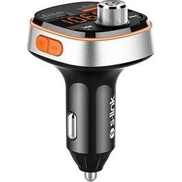 Resim S-Link SL-BT235 Bluetooth V5.0 FM Transmitter LED Ekran Çift USB Hızlı Şarj Desteği 