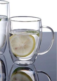 Resim Perotti Çift Cidarlı Cam Kulplu Bardak 350 ml Kupa 12475 