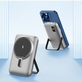 Resim Lenyes Pw134d 15w 10000mah 20w Ultra İnce Dijital Led Ekranlı Standlı Wireless Powerbank Gümüş 