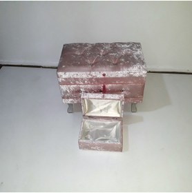 Resim Ankara Mobilya Çeyiz 13234 SANDIK Kapitone Küçük set Model PEMBE Kadife Kumaş İçi tela El Yapım 