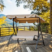 Resim Su geçirmez Açık Hava Veranda Hamak Kılıfı, Bağcıklı Dayanıklı Oxford Kumaş, Tüm Sezon Koruma için Bej Kanopi, 149.86x48.26x10.16 cm, Güverte Çitleri ve Ahşap Yüzeyler için İdeal 