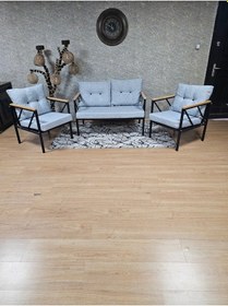 Resim Zafir Siyah Boyalı Bahçe - Balkon - Mutfak Çay Seti Takımı Bahçe Koltuk Takımı Gri 