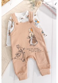 Resim Babymod Tavşan Fiğürlü 2'li Erkek Bebek Salopet Tulum Bej 