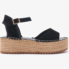 Resim Louis Cardy Calas Siyah Hakiki Deri Kadın Espadril Sandalet 