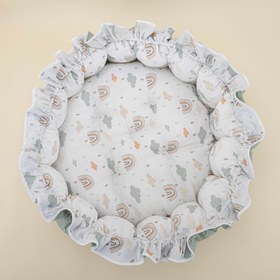 Resim Yuvarlak Babynest - Çift Taraflı - Yeşil Petek - Gökkuşağı 