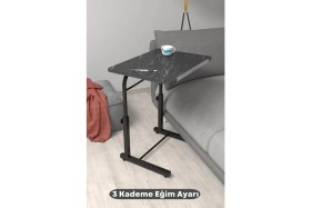 Resim Depolife Eğim Yükseklik Ayarlı Laptop Sehpası Kahvaltı Ders Çalışma Bilgisayar Ofis Yemek Masası Metal Ayak 