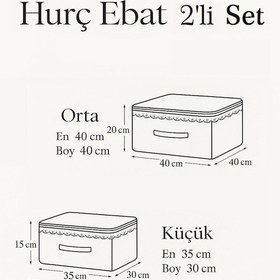 Resim Nergis Kadife 2'li 40x40/30x35 Dantelli Hurç Seti Çeyizlik Nişan Düğün Gelin Damat Bohçası Beyaz 