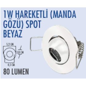 Resim 1w Hareketli Manda Gözü Beyaz Kasa Spot 3000K 