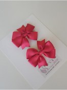 Resim swan butik Kız Çocuk Bebek Seti 2'li Bandana Toka Set Sıcak Pembe Maşalı Toka 