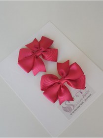 Resim swan butik Kız Çocuk Bebek Seti 2'li Bandana Toka Set Sıcak Pembe Maşalı Toka 