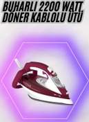 Resim woodhub Renkli 2200W Seramik Kaplamalı Estetik Tasarım Döner Kablosuz Elektrikli Alet 