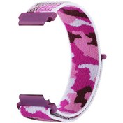 Resim Amazfit GTR 2 Classic Cırtcırt Asker Desenli Kumaş Ayarlanabilir Pembe Koyu Kordon Gpack