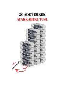 Resim 20 Adet Erkek Ayakkabı Kutusu Büyük Boy Ayakkabı Saklama Düzenleyici Organizer Şeffaf Çok Renkli 