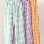 Resim 3 Parça Kadın Ekose Pijama Takımı - Yumuşak ve Rahat Uzun Şalvar, İpli Elastik Bel, Bol Kesim | Kare Desenli | Tüm Mevsimler İçin Konforlu Uyku Giysisi 