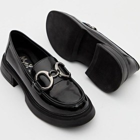 Resim Myfit 1007 Kadın Tokalı Poli Taban Casual Ayakkabı Siyah Rugan Siyah Nubuk 